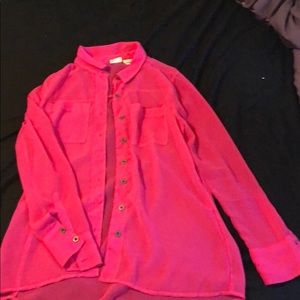 Hot Pink Button Up Blouse
